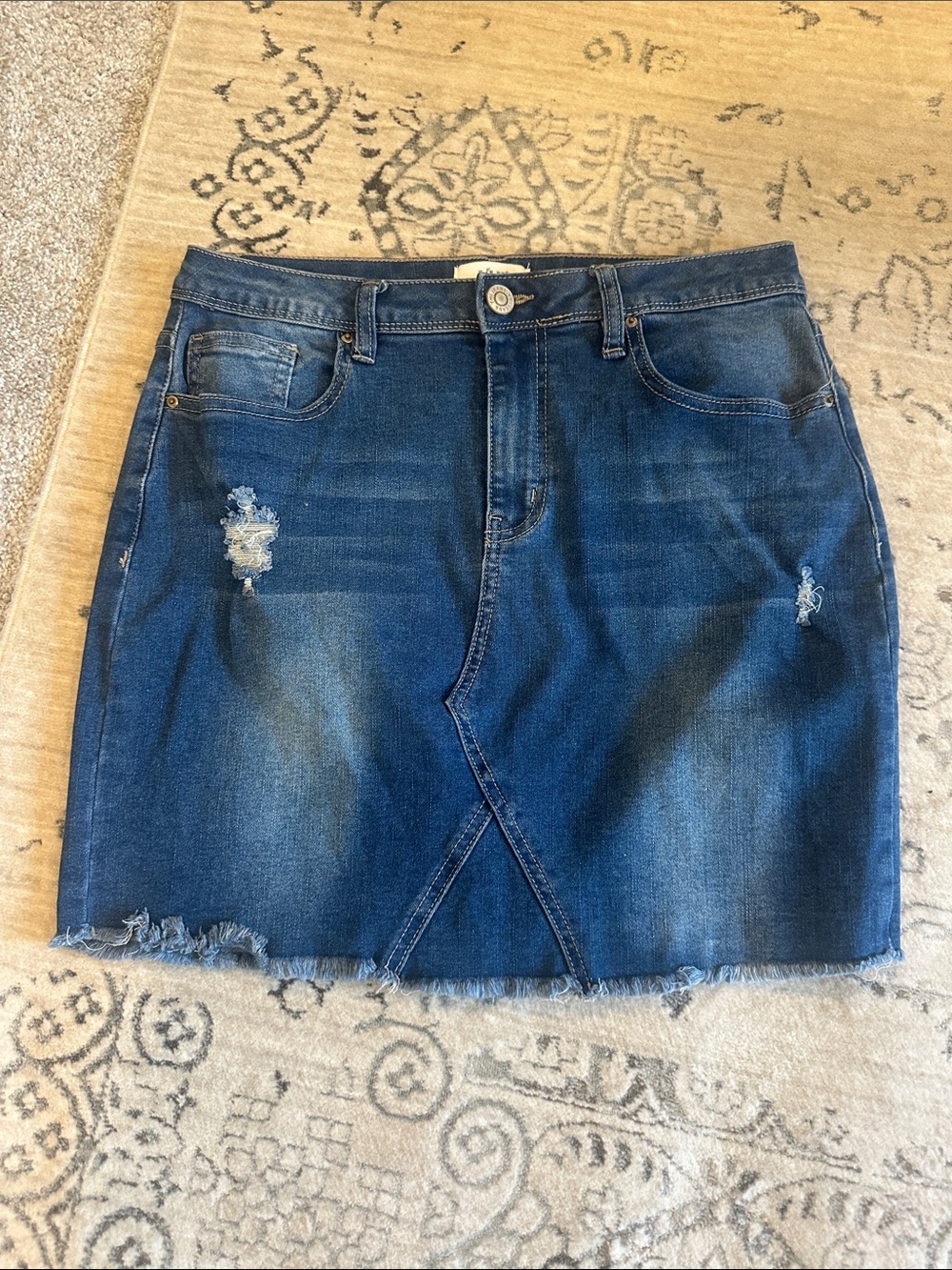 YMI Distressed Denim Mini Skirt